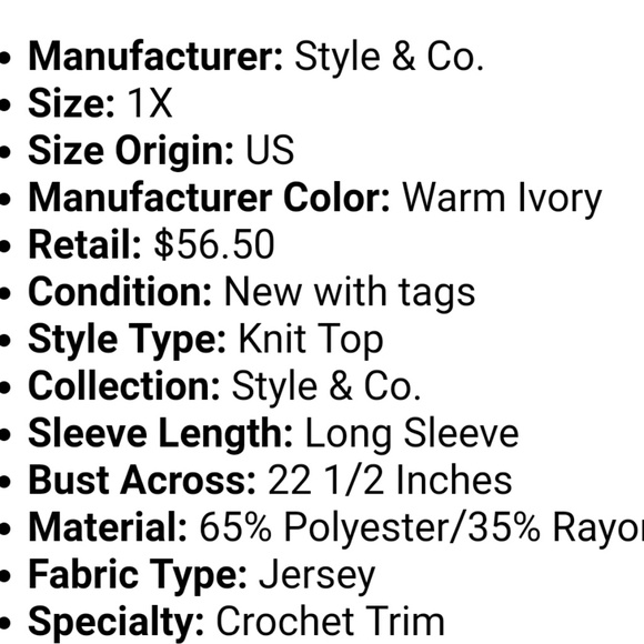 Comfy LS soft top w CROCHET sleeves - Picture 4 of 4